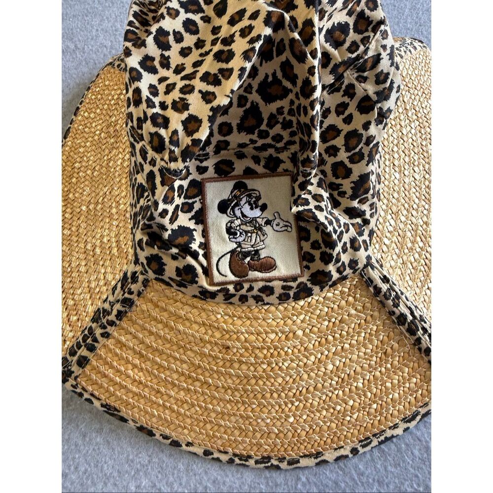 Disney Parks leopard print straw safari patchwork cloth top hat - Picture 2 of 4